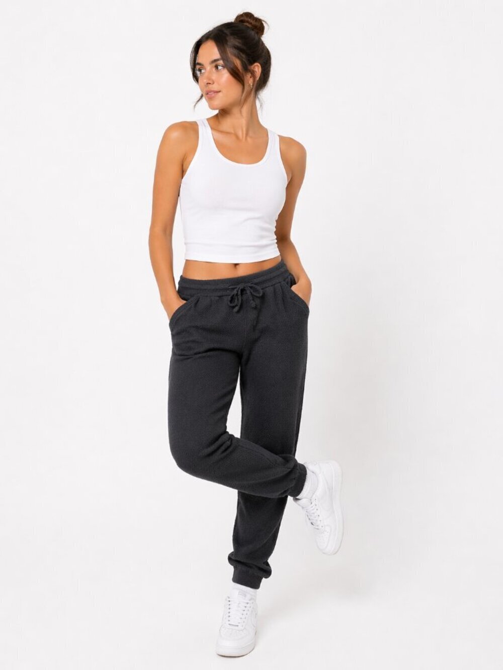 TOMMY JOHN High Rise Sweater Lounge Jogger Pants Black Small - Picture 2 of 11